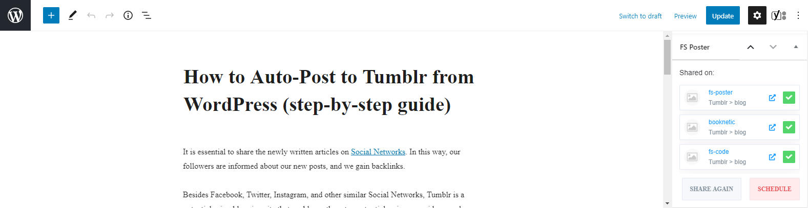 How to Automatically Post to Tumblr from WordPress Using FS Poster