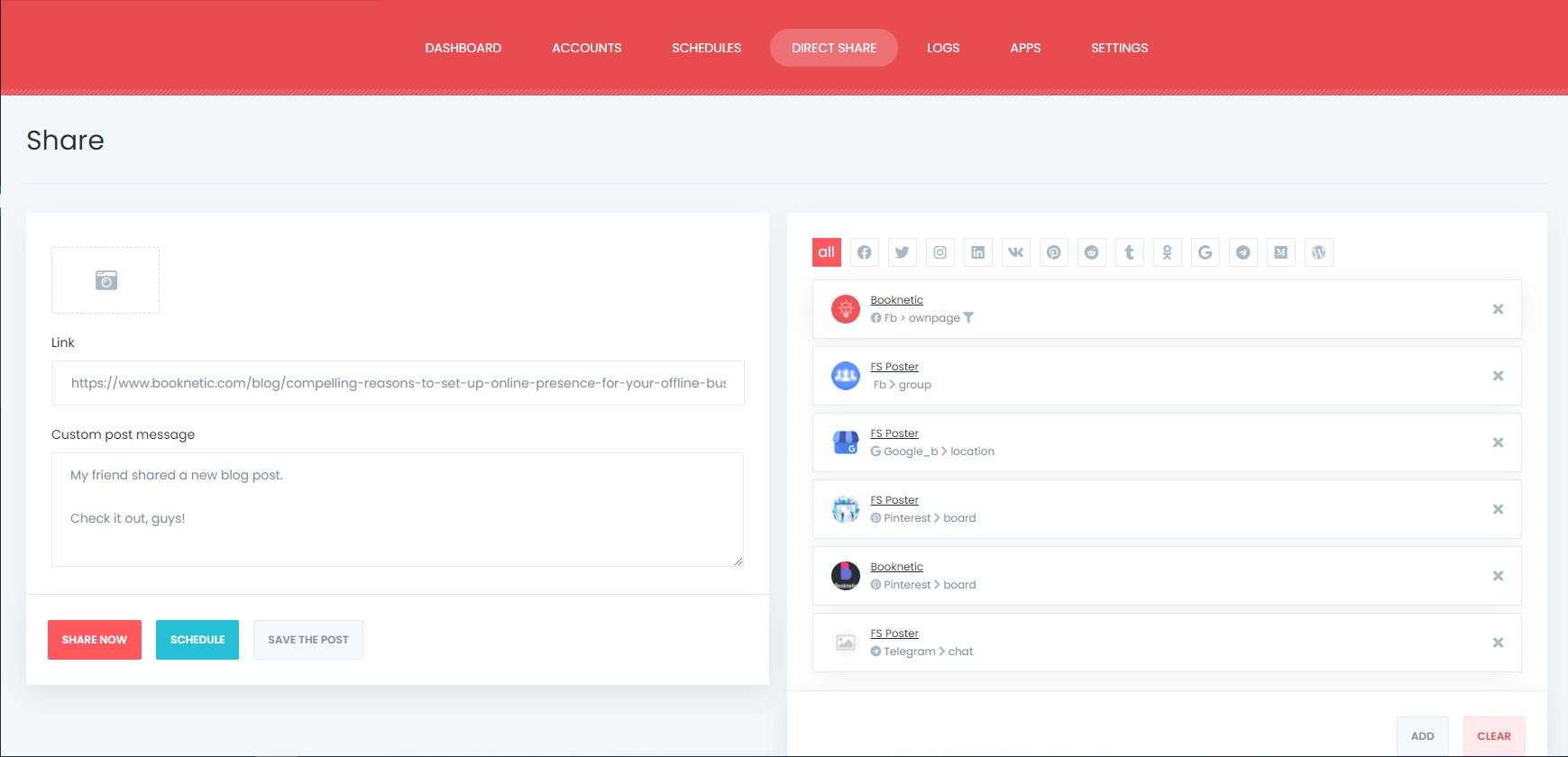 How to share or schedule posts to Social Networks without creating a WordPress post