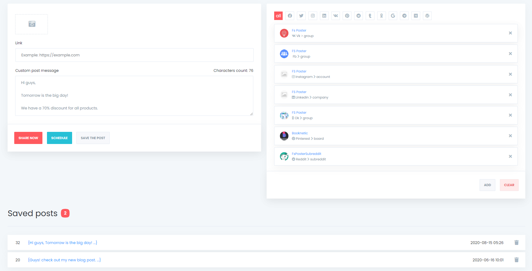 How to share or schedule posts to Social Networks without creating a WordPress post