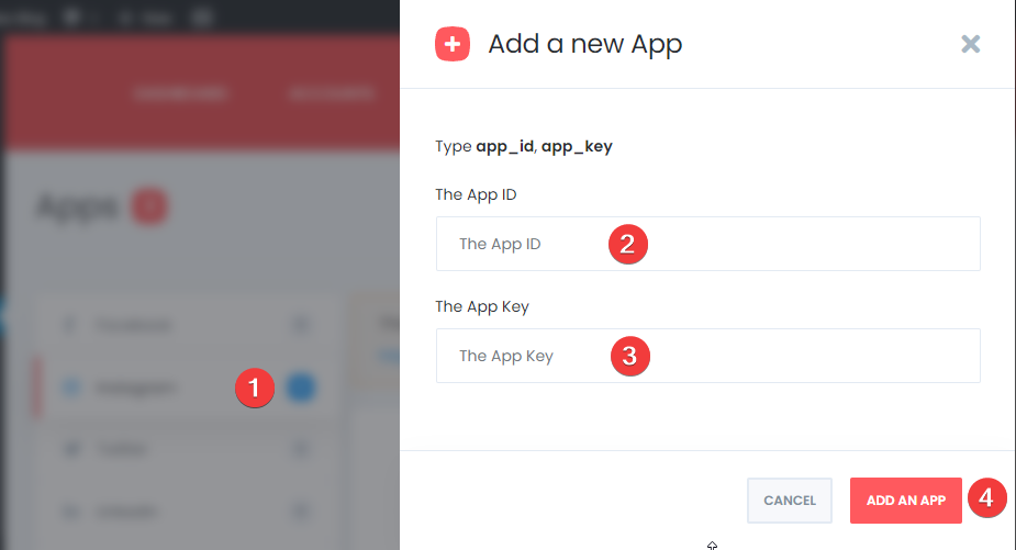 Usa il metodo App per aggiungere il tuo account al plug-in