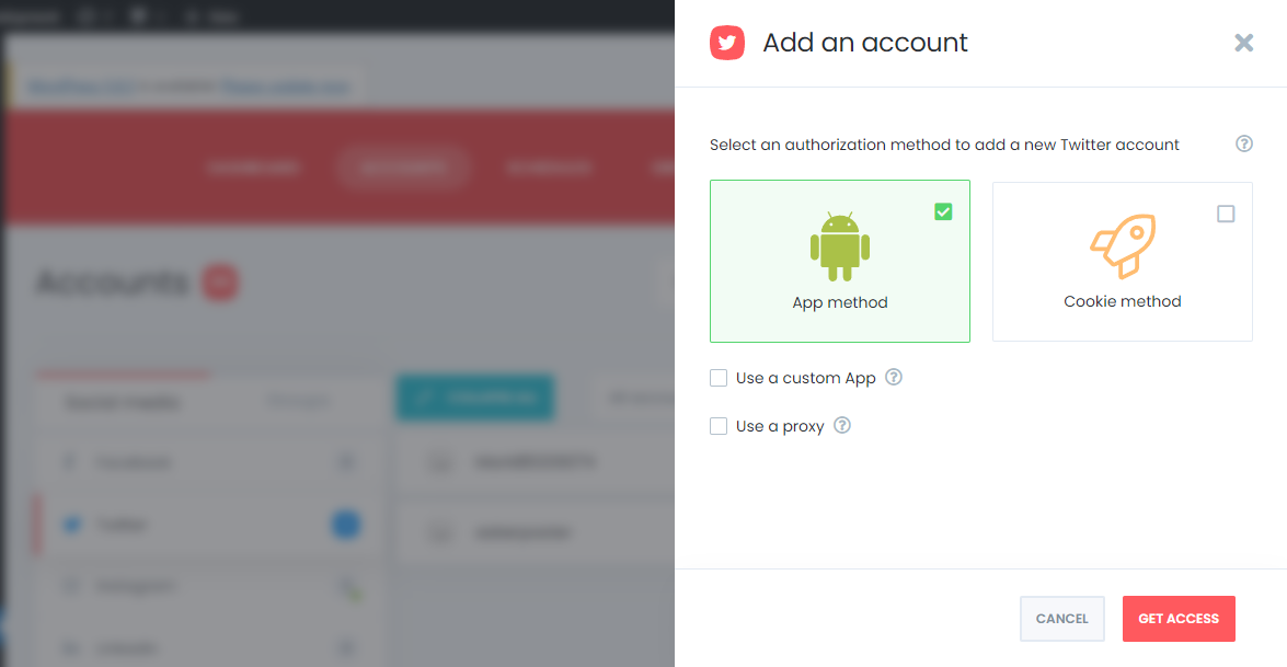 Adding An Account To The Plugin using the Standard App