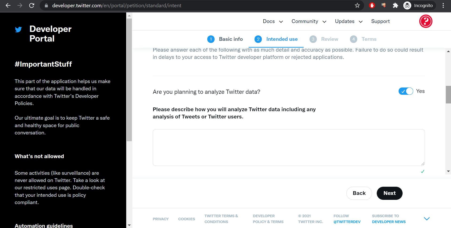 Create Twitter App and add your accounts using the personal App