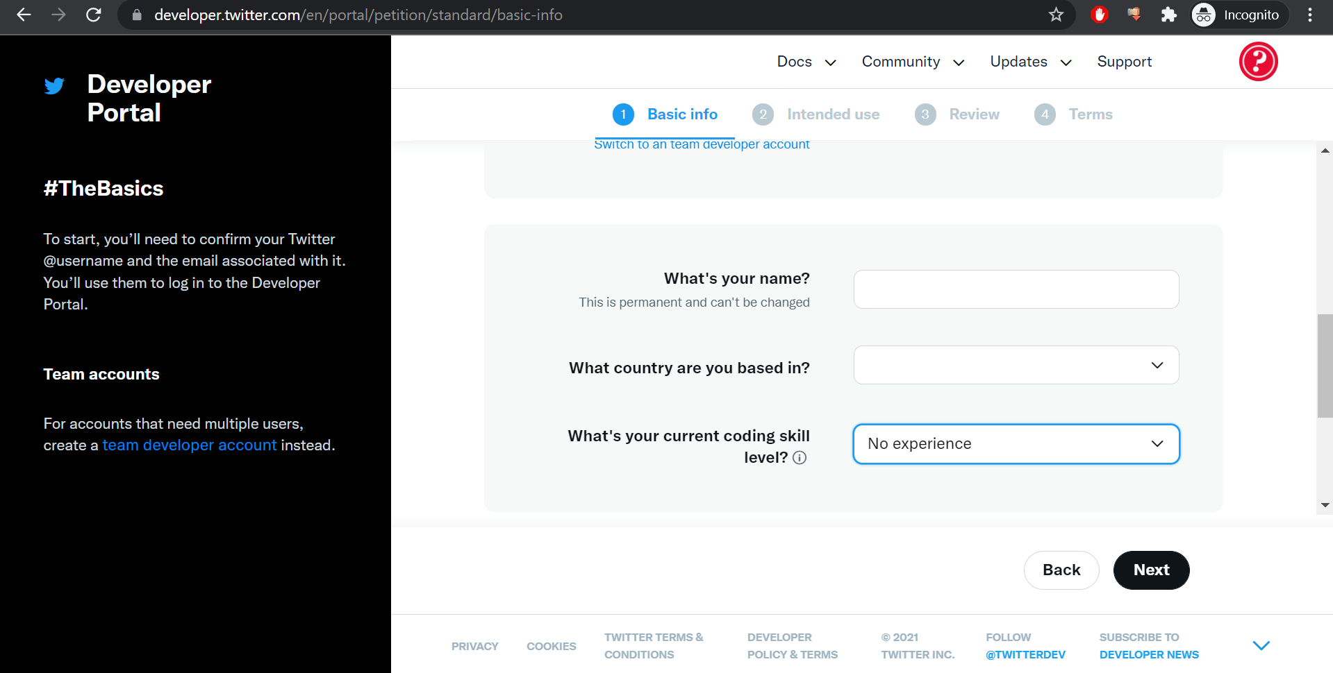 Create Twitter App and add your accounts using the personal App