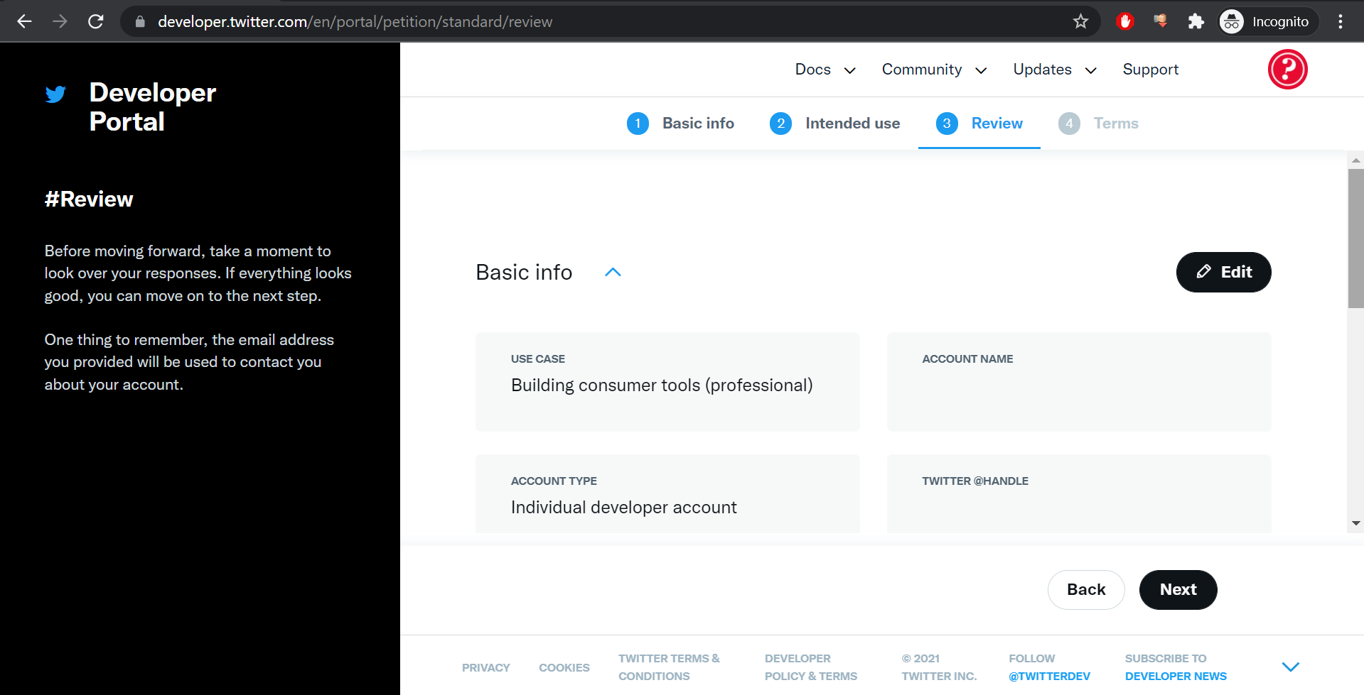 Create Twitter App and add your accounts using the personal App