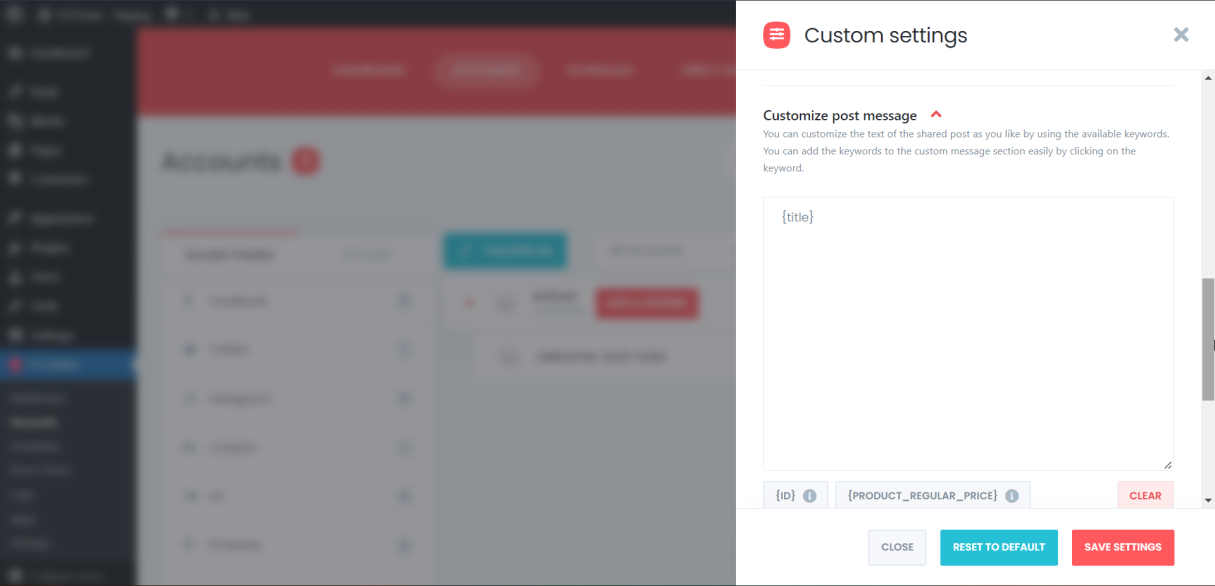 custom post message feature
