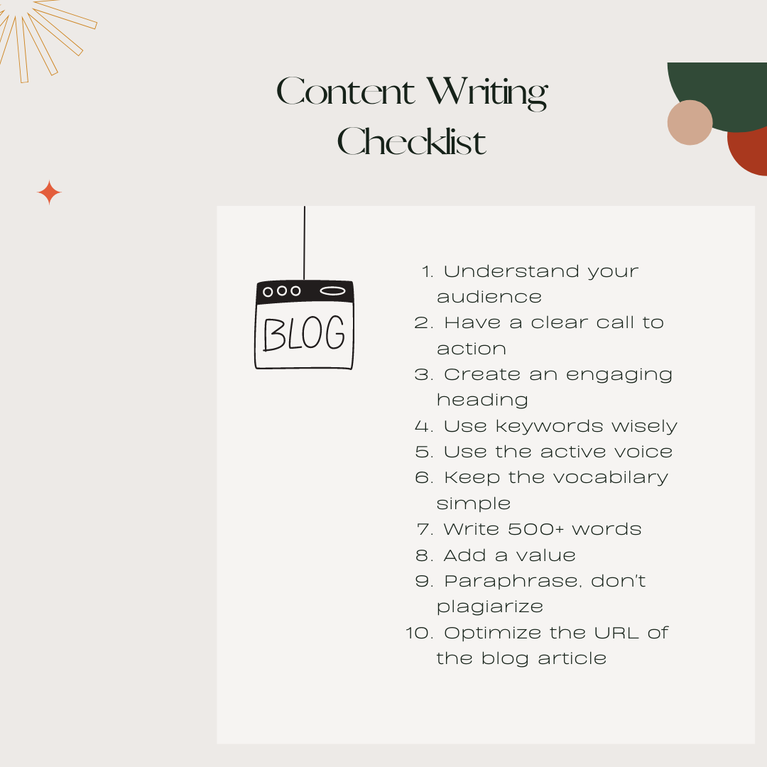 content writing checklist