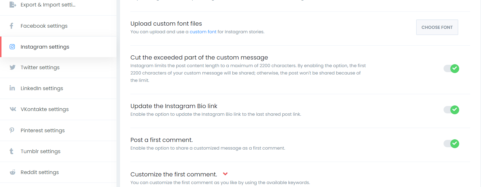 auto publish first instagram comment