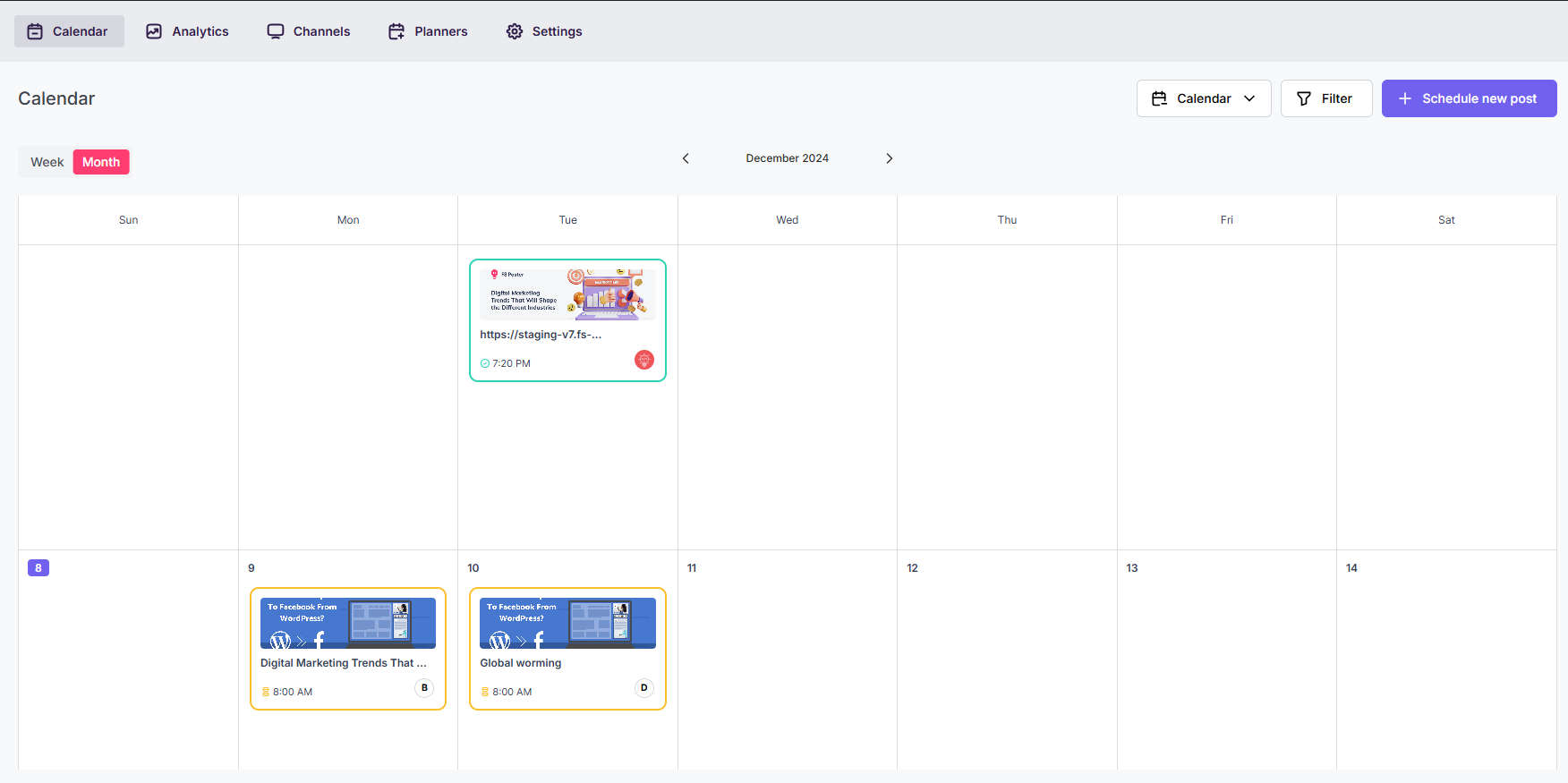 Calendar feature