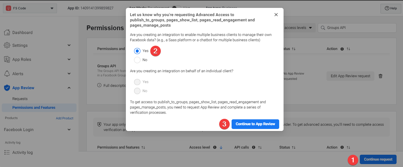 Facebook Custom App method
