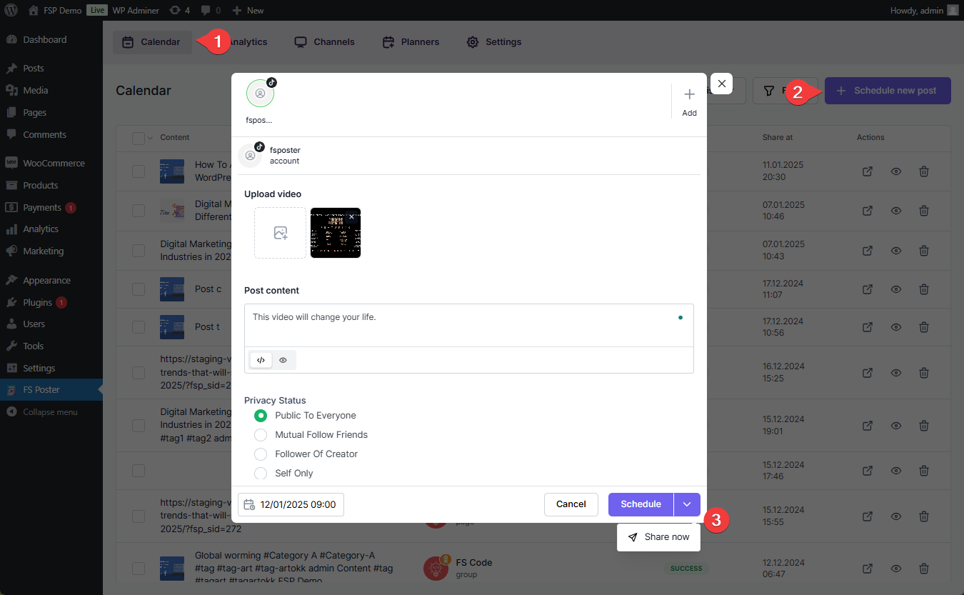 share media from WordPress to social networks