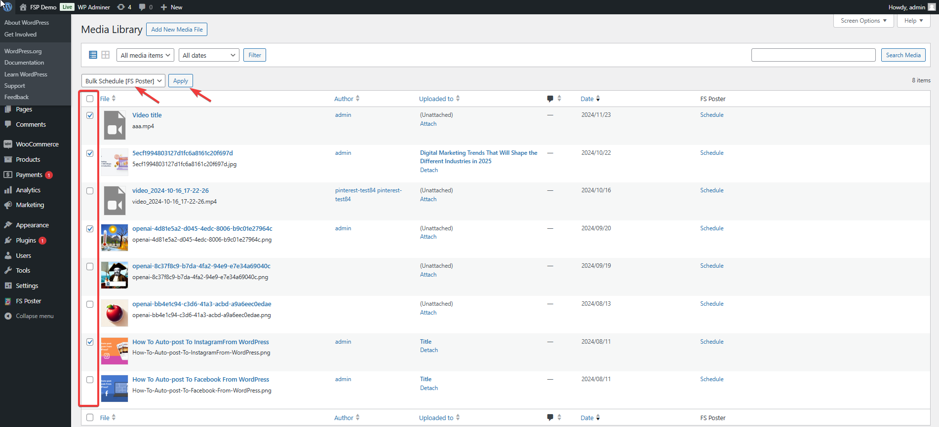 share media from WordPress to social networks