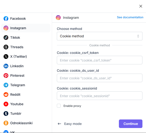 Instagram cookie method