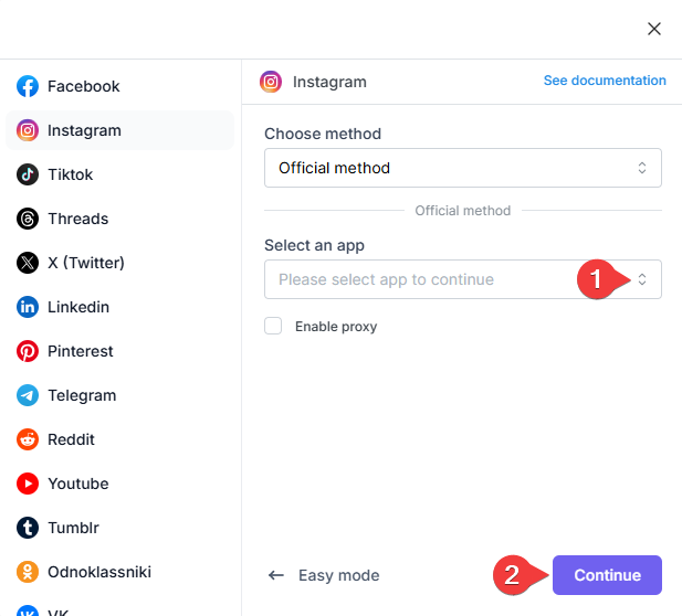 Instagram App method
