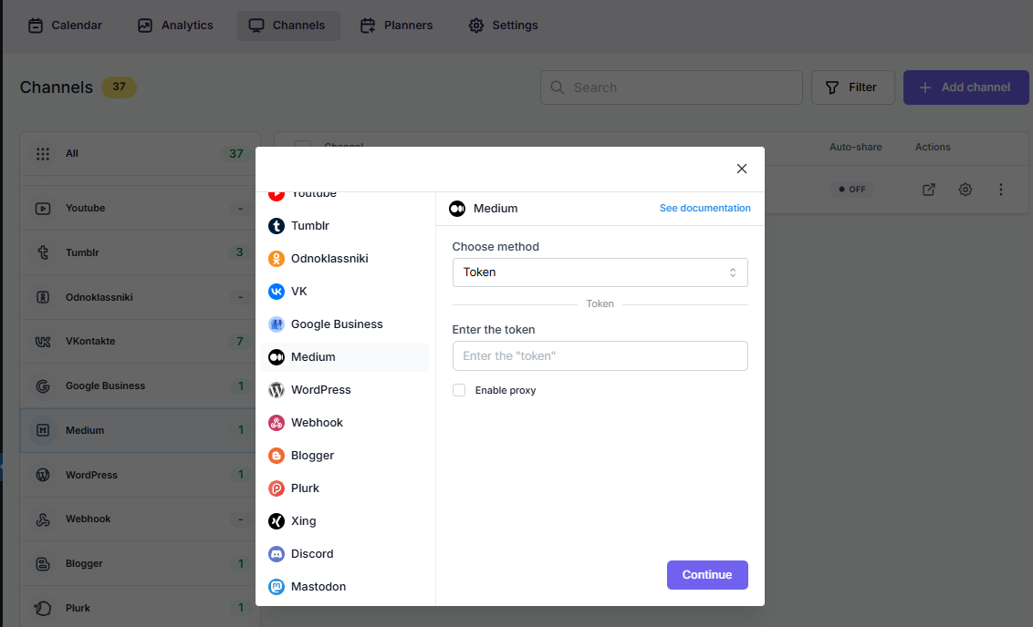Medium integration Token method
