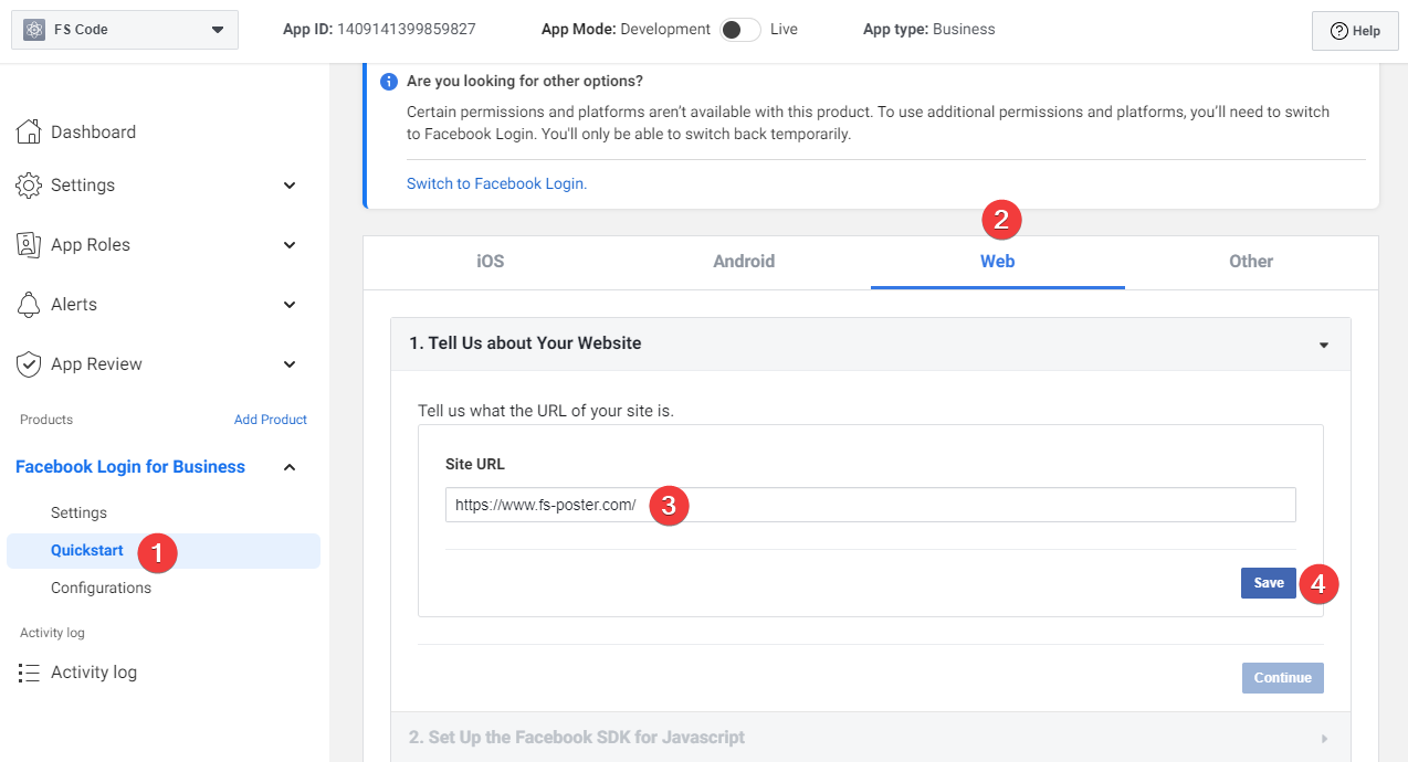 Añade una cuenta de Facebook utilizando el método de aplicación personal