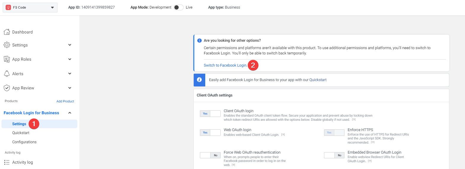 Facebook Custom App method