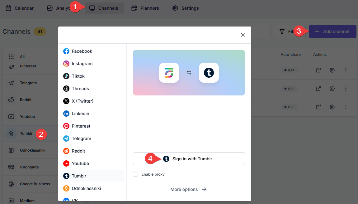 How to add a Tumblr account to the FS Poster