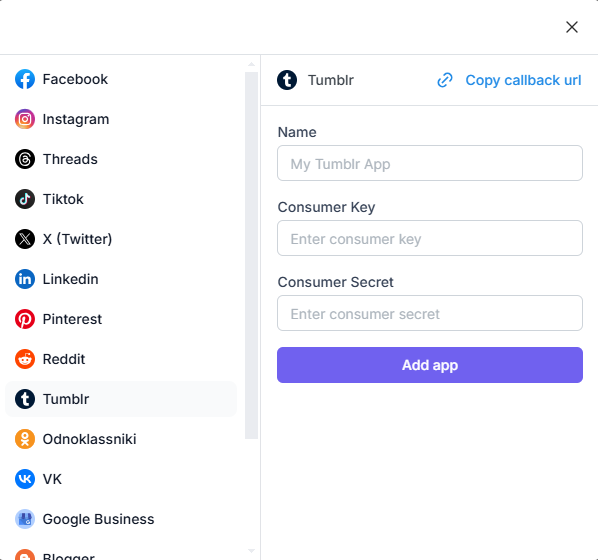 Create a Tumblr App