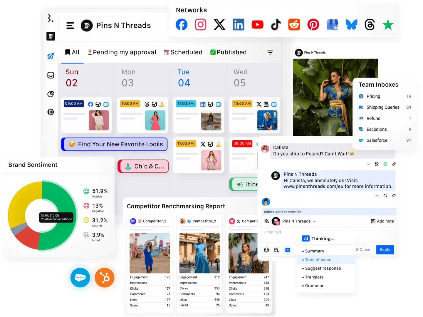 موقع Statusbrew يعرض واجهة منصة إدارة الشبكات الاجتماعية
