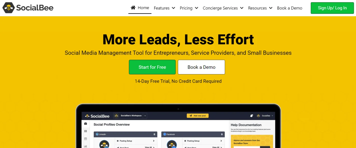 SocialBee dashboard with category-based content scheduling