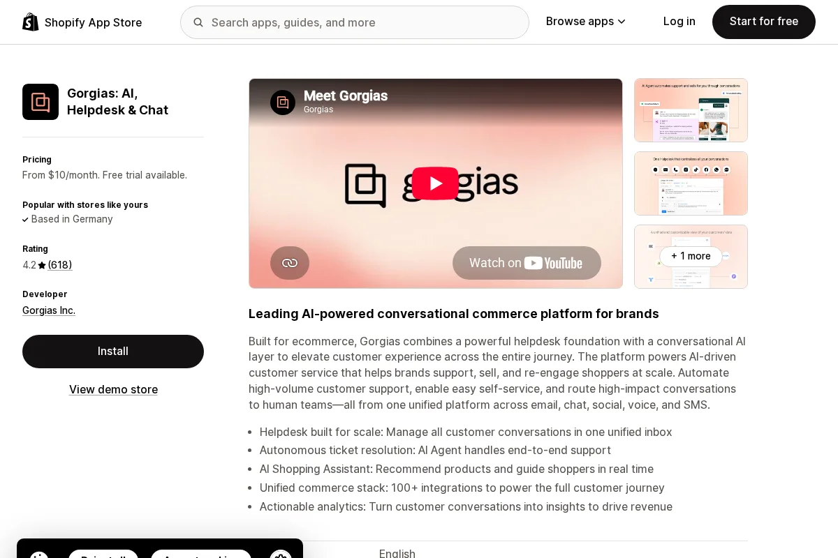 Gorgias on the Shopify App Store