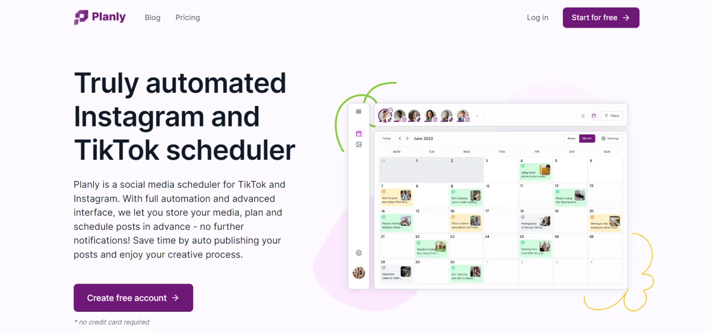 Planly social media scheduler with Instagram-first calendar