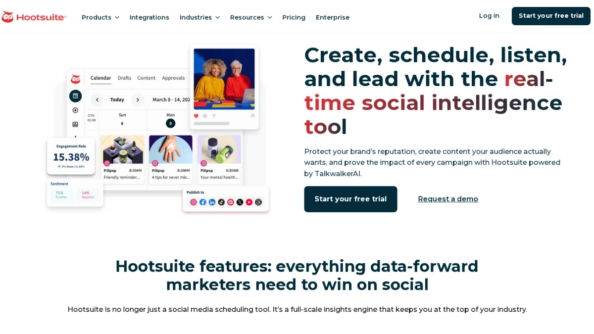 Hootsuite Planner with scheduled content
