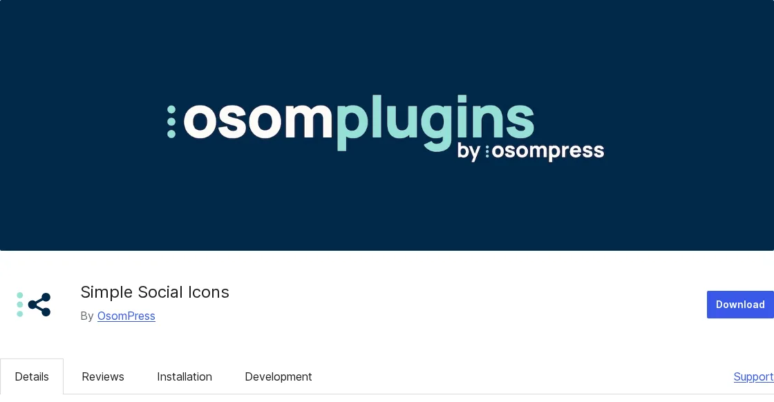 Simple Social Icons by OsomPress, a lightweight WordPress follow-icons widget plugin