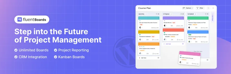 Banner del plugin de gestión de proyectos para WordPress FluentBoards