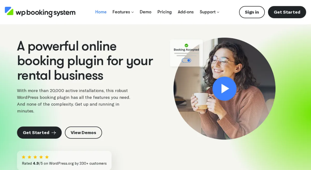 واجهة تقويم التوافر في WP Booking System لحجوزات العقارات