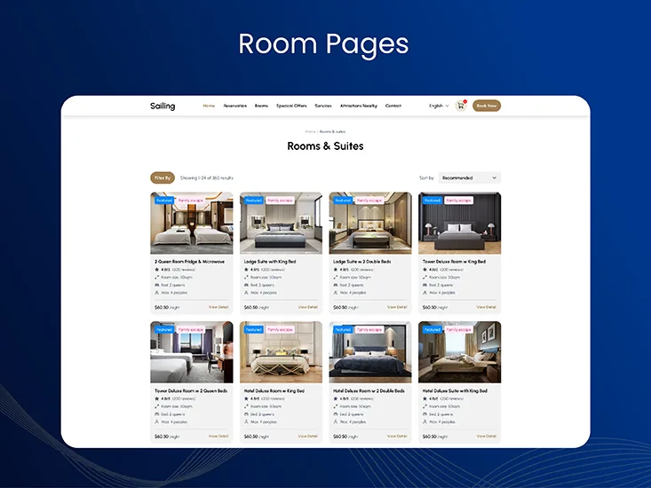 WP Hotel Booking room management screen