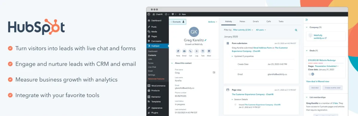 إضافة HubSpot CRM لـ WordPress وWooCommerce