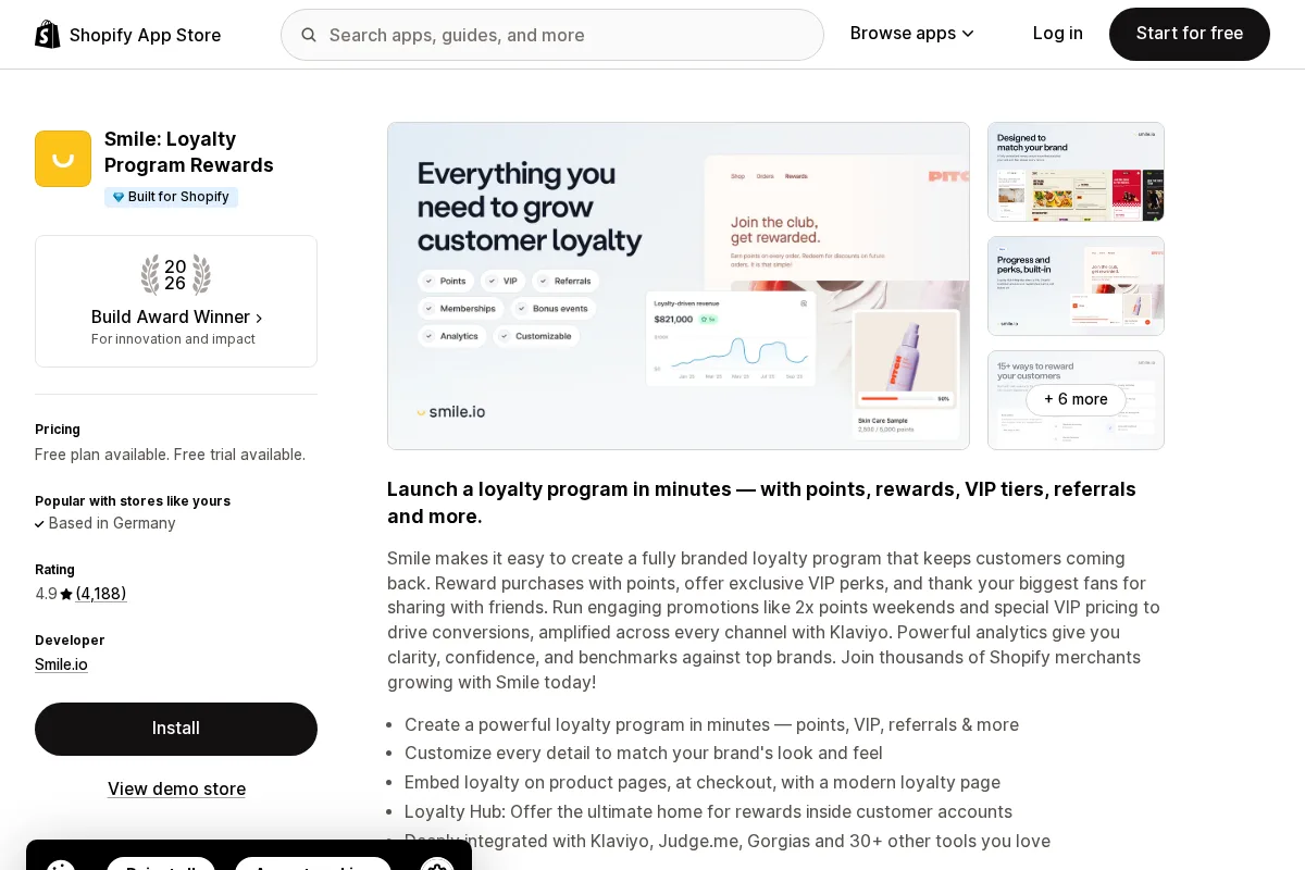 Smile.io on the Shopify App Store