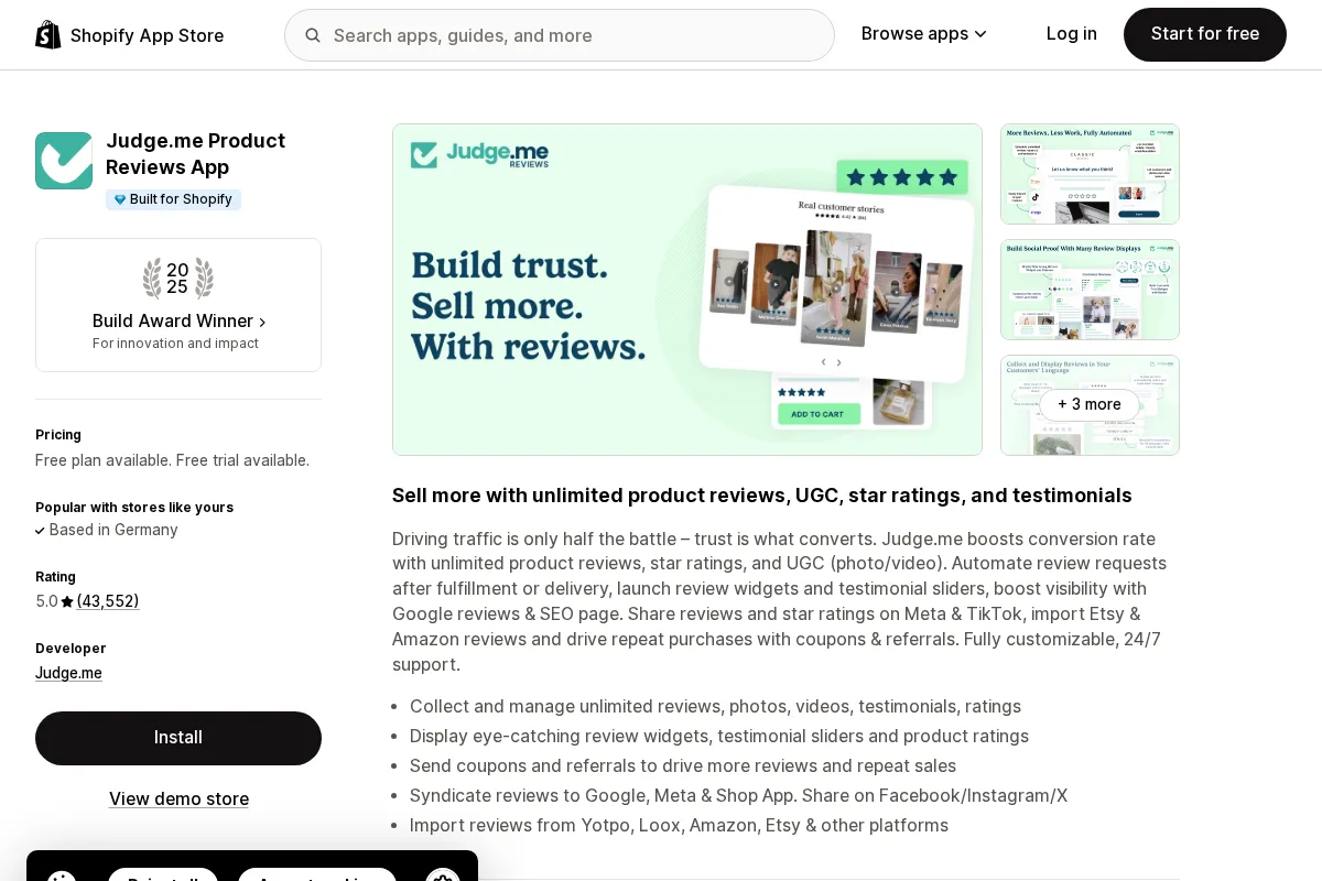 Judge.me on the Shopify App Store