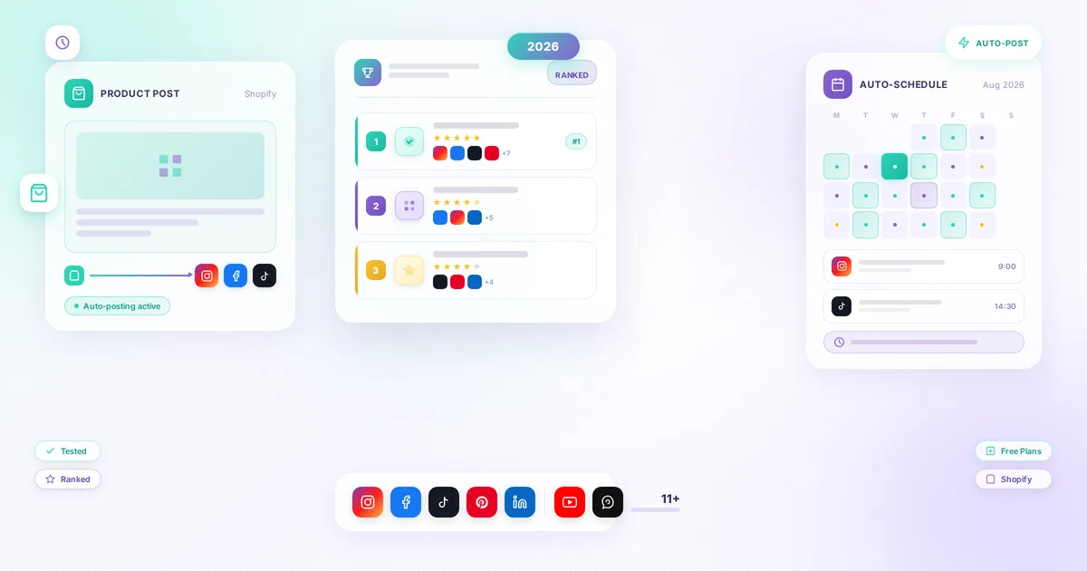 Las 10 Mejores Apps de Shopify para Autopublicacion en Redes Sociales en 2026 (Probadas y Clasificadas)