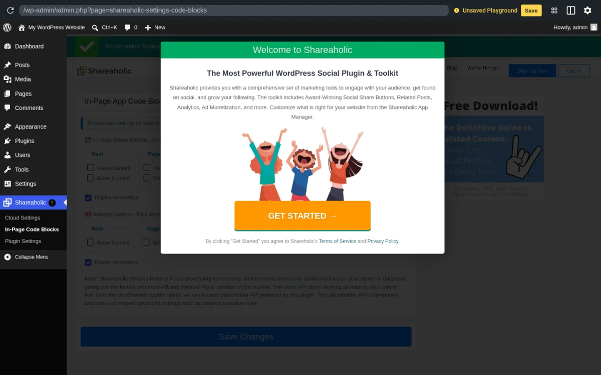 Matriz de colocación de In-Page Code Blocks de Shareaholic