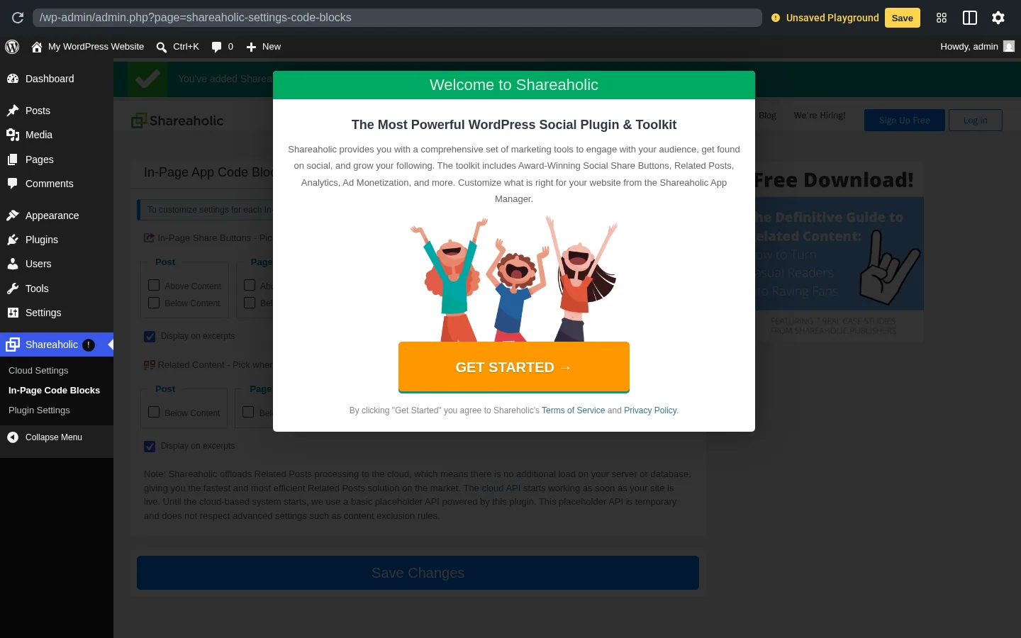 Shareaholic In-Page Code Blocks placement matrix