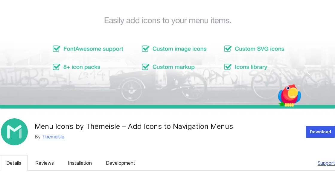 Menu Icons by Themeisle, add social profile icons to WordPress navigation menus