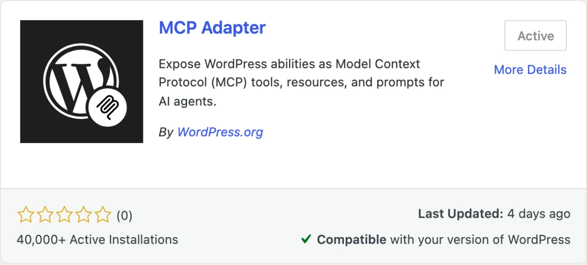 The MCP Adapter plugin by WordPress.org in the plugin search